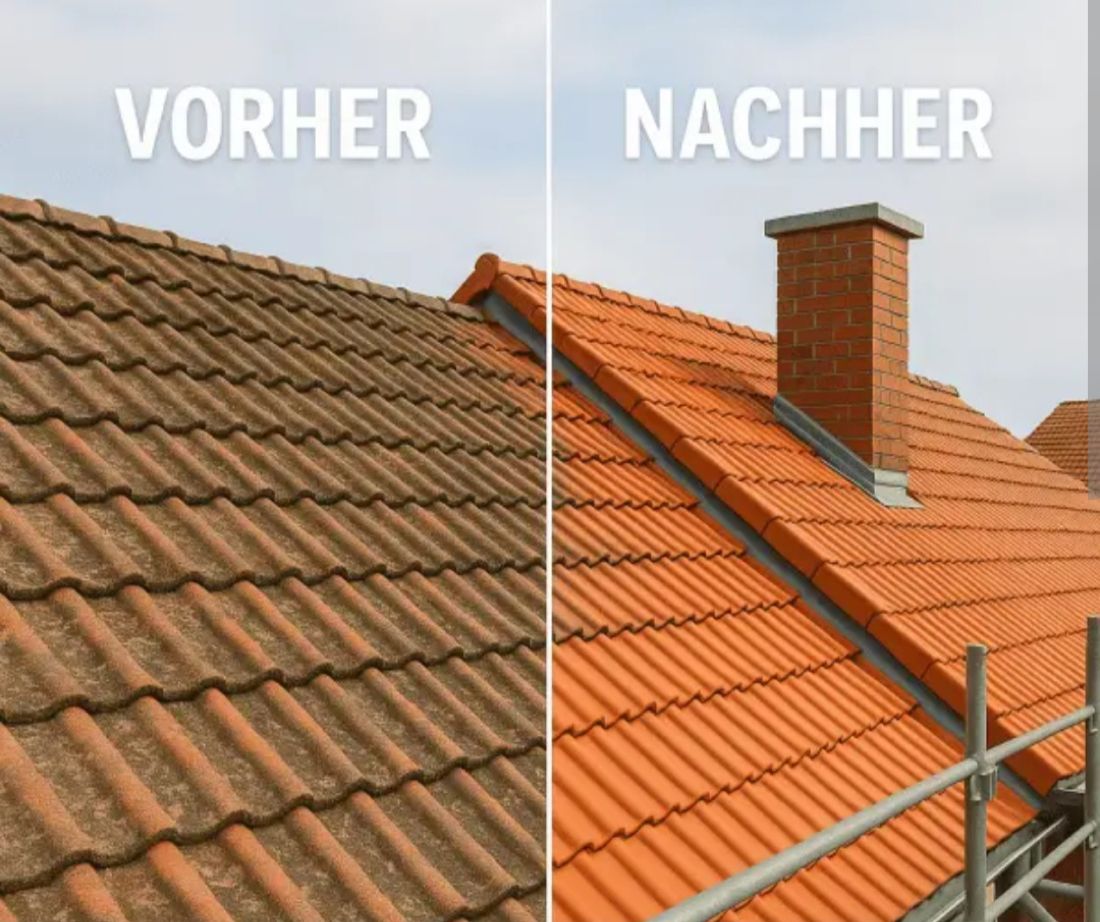 Dachfläche während der Reinigung